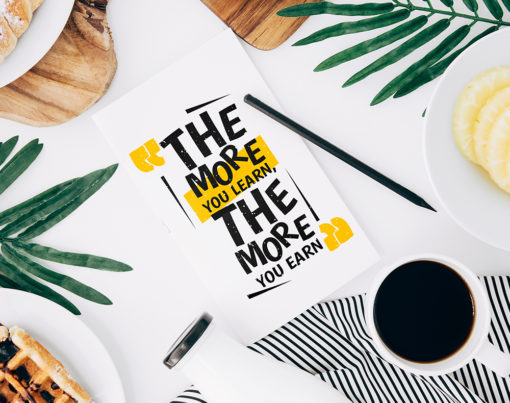 Flat-lay-paper-mockup-on-workspace-with-breakfast