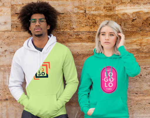 Young-female-and-man-wearing-hoodie