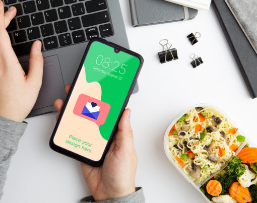 Top-view-desk-concept-with-smartphone