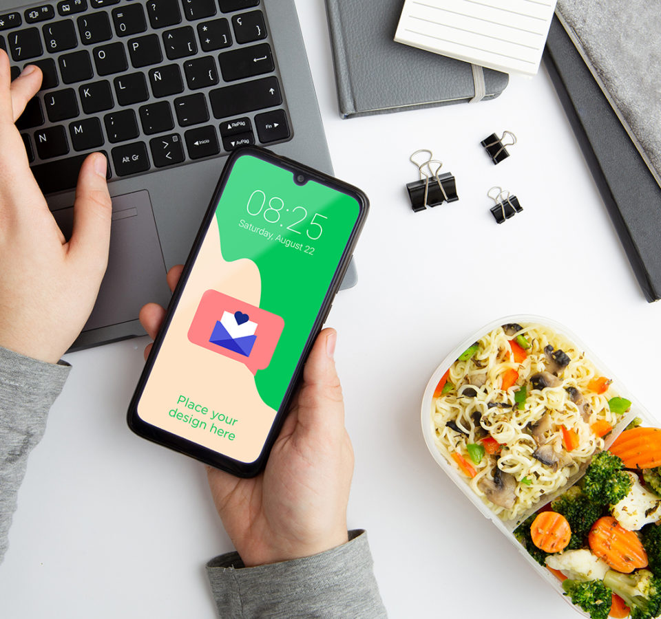 Top-view-desk-concept-with-smartphone
