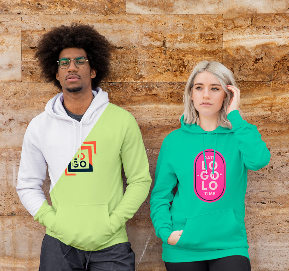 Young-female-and-man-wearing-hoodie