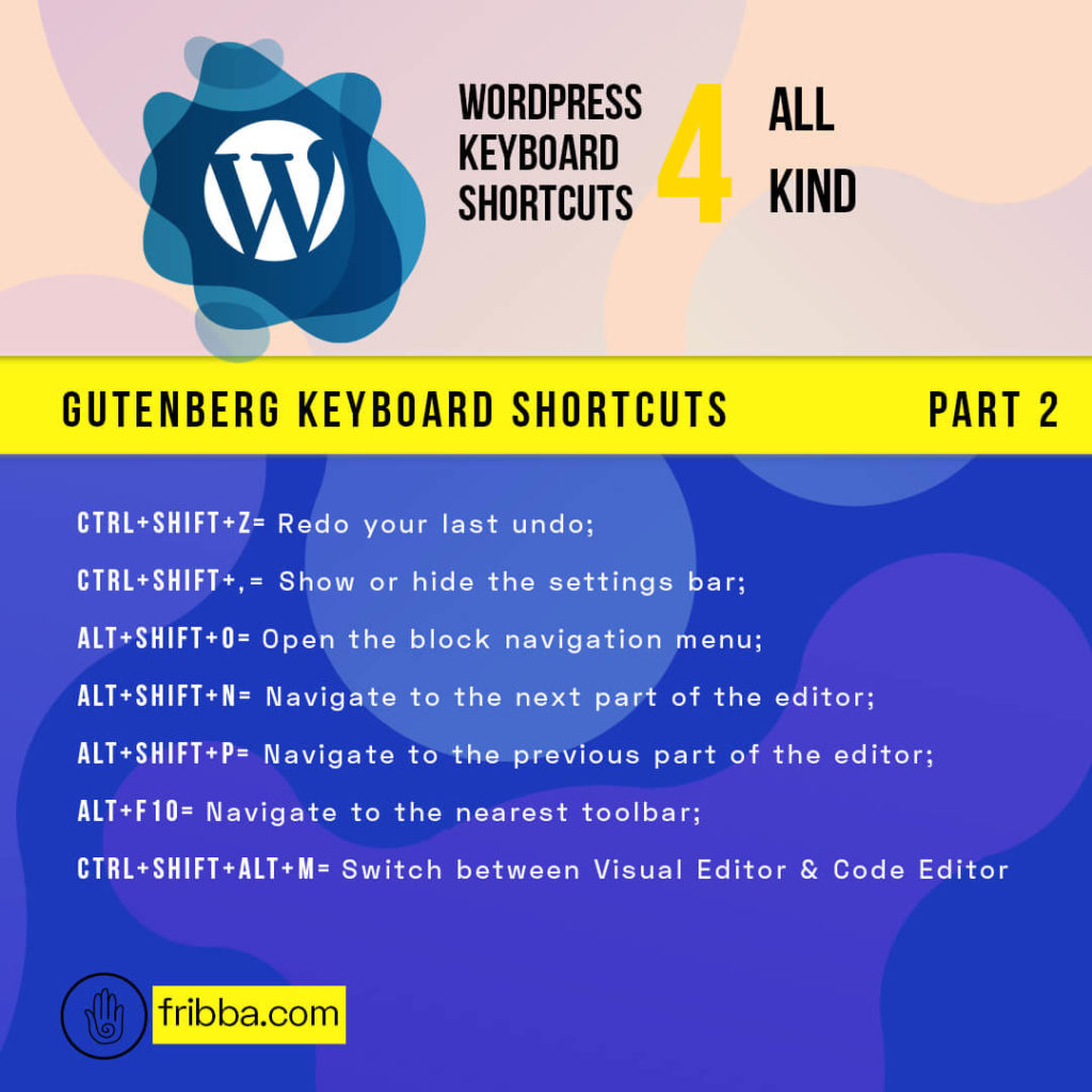 Gutenberg-keyboard-shortcuts-part2-fribba.com